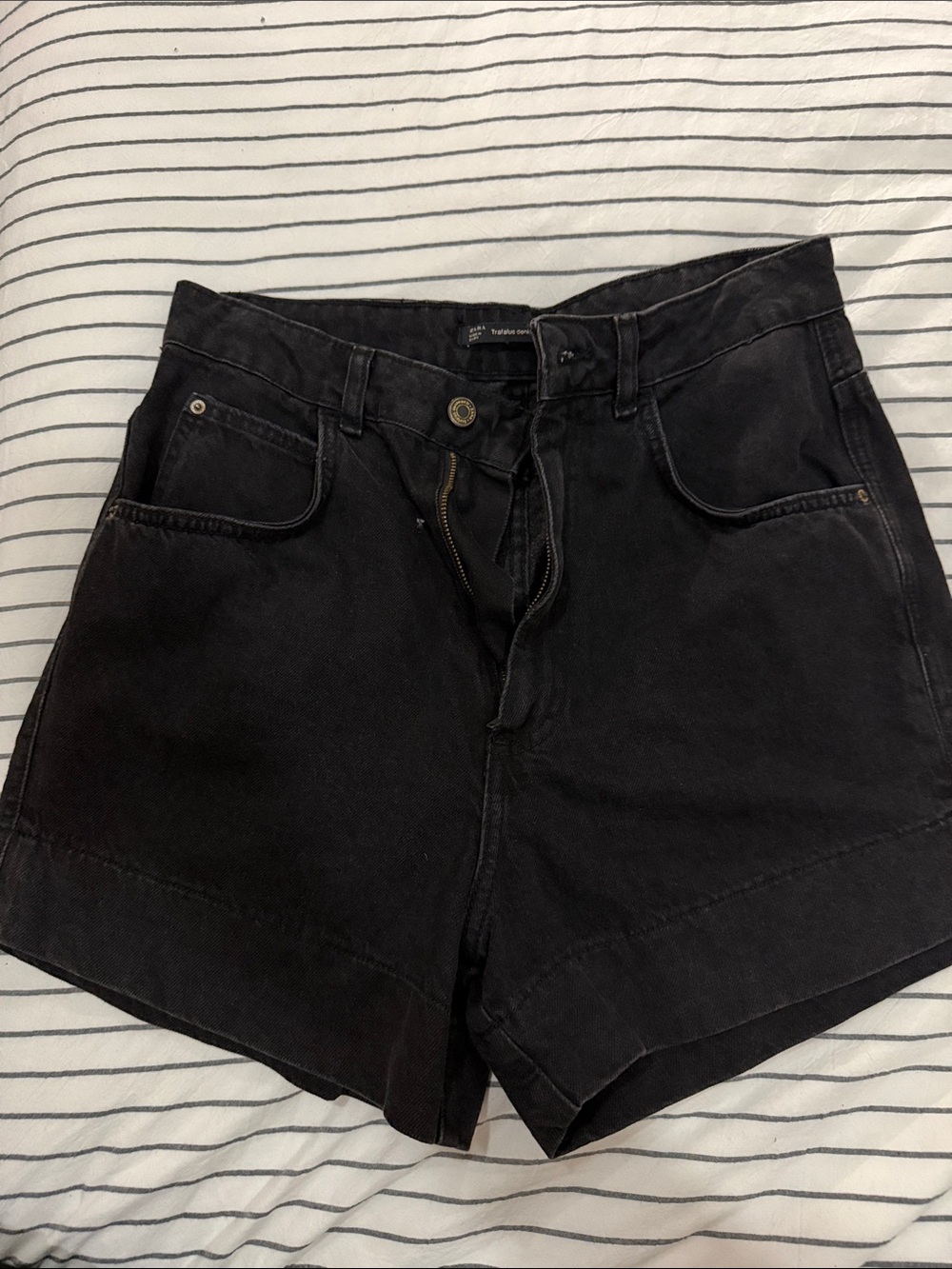 Zara Black High-Rise Denim Shorts